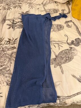 Blue Mesh Wrap Skirt - Women's Beach Cover-Up Set